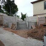 Now in place, the concrete and block work define the area.